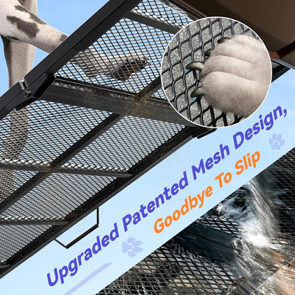 74'' L & 20'' W Portable Dog Ramp for Car - Extra Wide Lightweight Pet Dog Ramps for Large Dogs with Non-Slip Mesh, Outdoor Dog Ramp up to 400LBS, Dog Steps Stair Get into a Car Suv/Truck/Rv/Bed