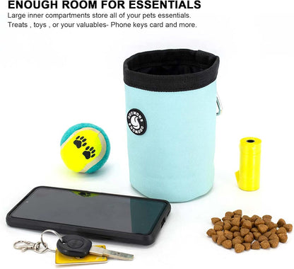 Dog Training Treat Pouch Bag, Doggie Puppy Treat Snack Bags Reward Pouch Bait Bag Dog Treat Carrier Holder with Clip (Mint Green)