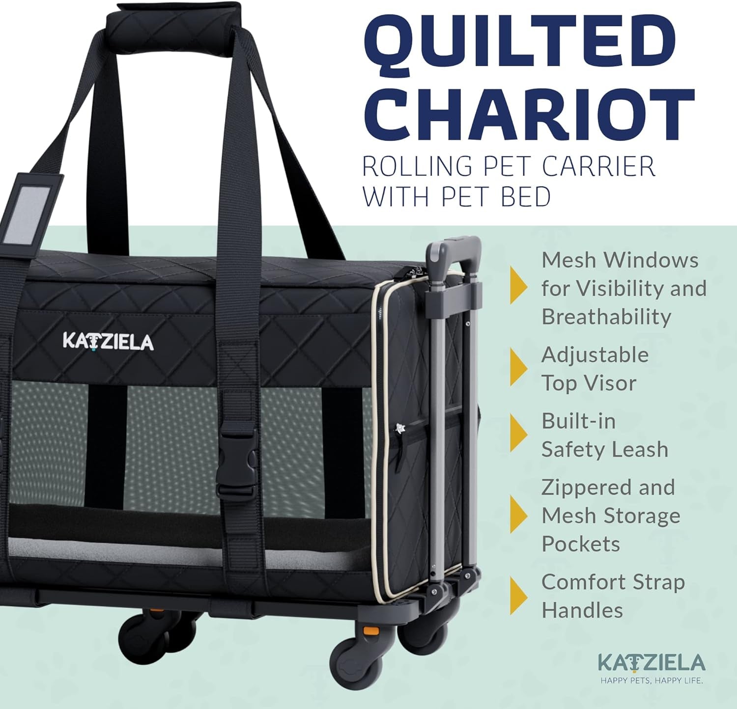 Pet Carrier Airline Approved - Dog Carrier with Wheels - TSA Airline Approved Dog Carrier - Rolling Pet Carrier with Wheels for Small to Medium Size Cat or Dog - Airplane Cabin Animal Friendly Luggage