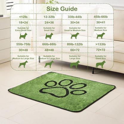 Washable Pee Pads for Dogs, 2 Pack Super Absorbent Reusable Puppy Pads with Green Long Wool for Potty Training, Floor, Couch, Bed, and Crate,18"X 24"