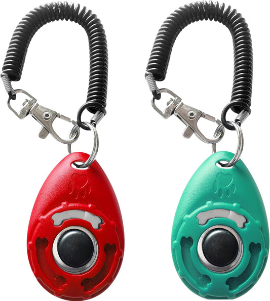 Pet Training Clicker with Wrist Strap - Dog Training Clickers (Red + Bluegreen)