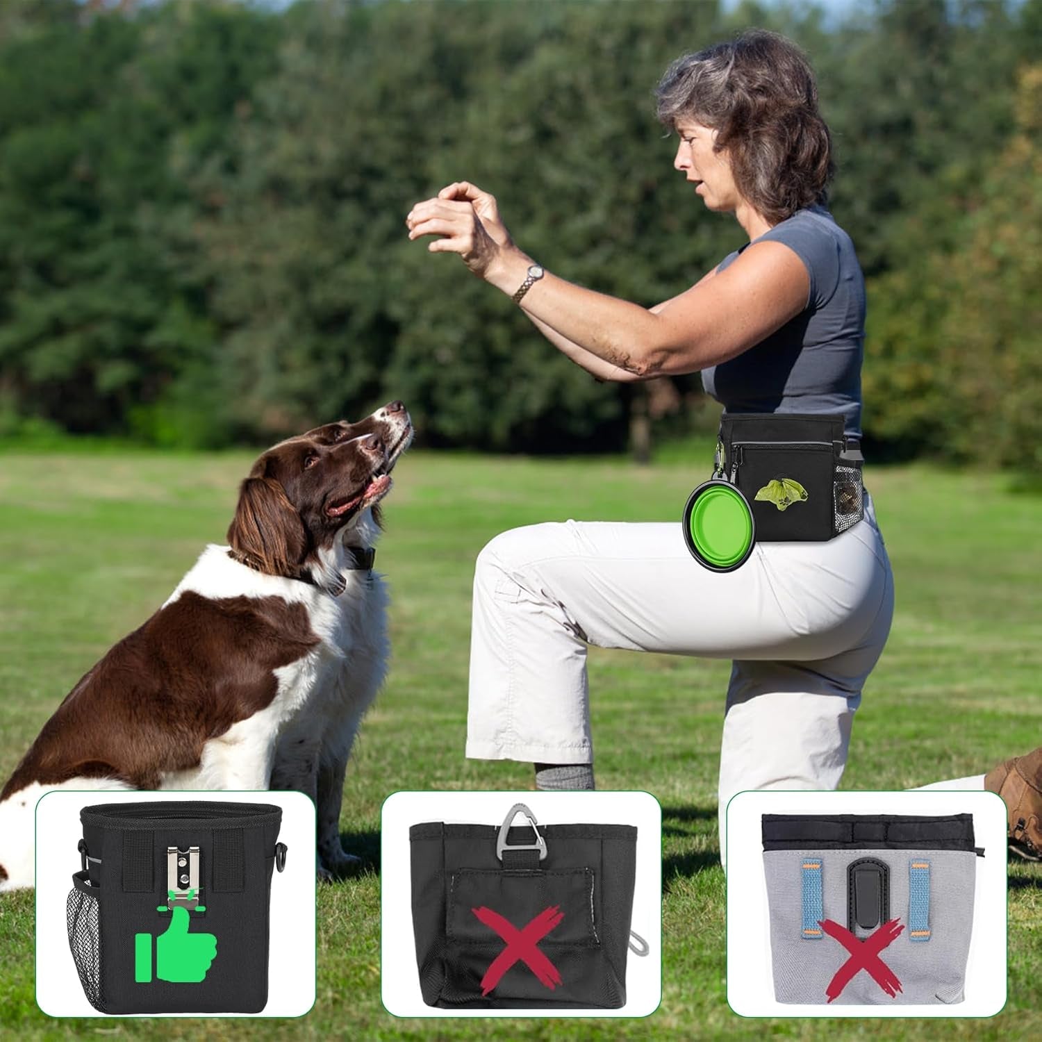 Treat Pouches for Pet Training,6.5 Cups Dog Treat Pouch,Dog Training Treat Pouch with Poop Bag Dispenser,Dog Treat Bag,Dog Walking Bag,Dog Treat Bags Training Pouch with Poop Bag Bowl Clicker