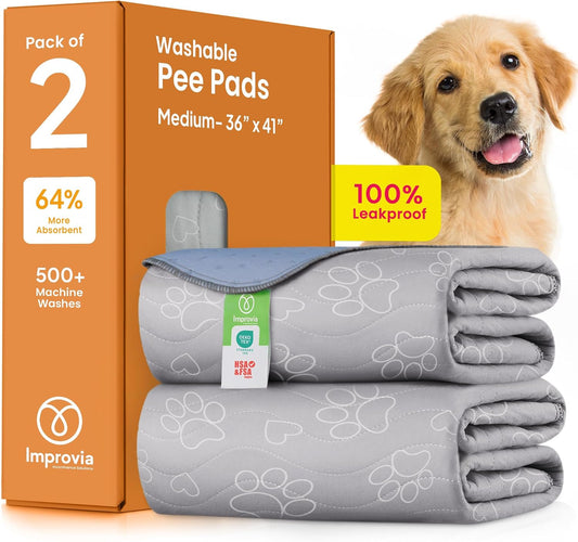® Reusable Puppy Pad – Waterproof, Extra-Absorbent, Washable Pee Pad for Dog Training, Whelping, & More – Protect Your Floors & Pet with Quick-Drying Potty Pad. 2 Pack - 36"X 41"