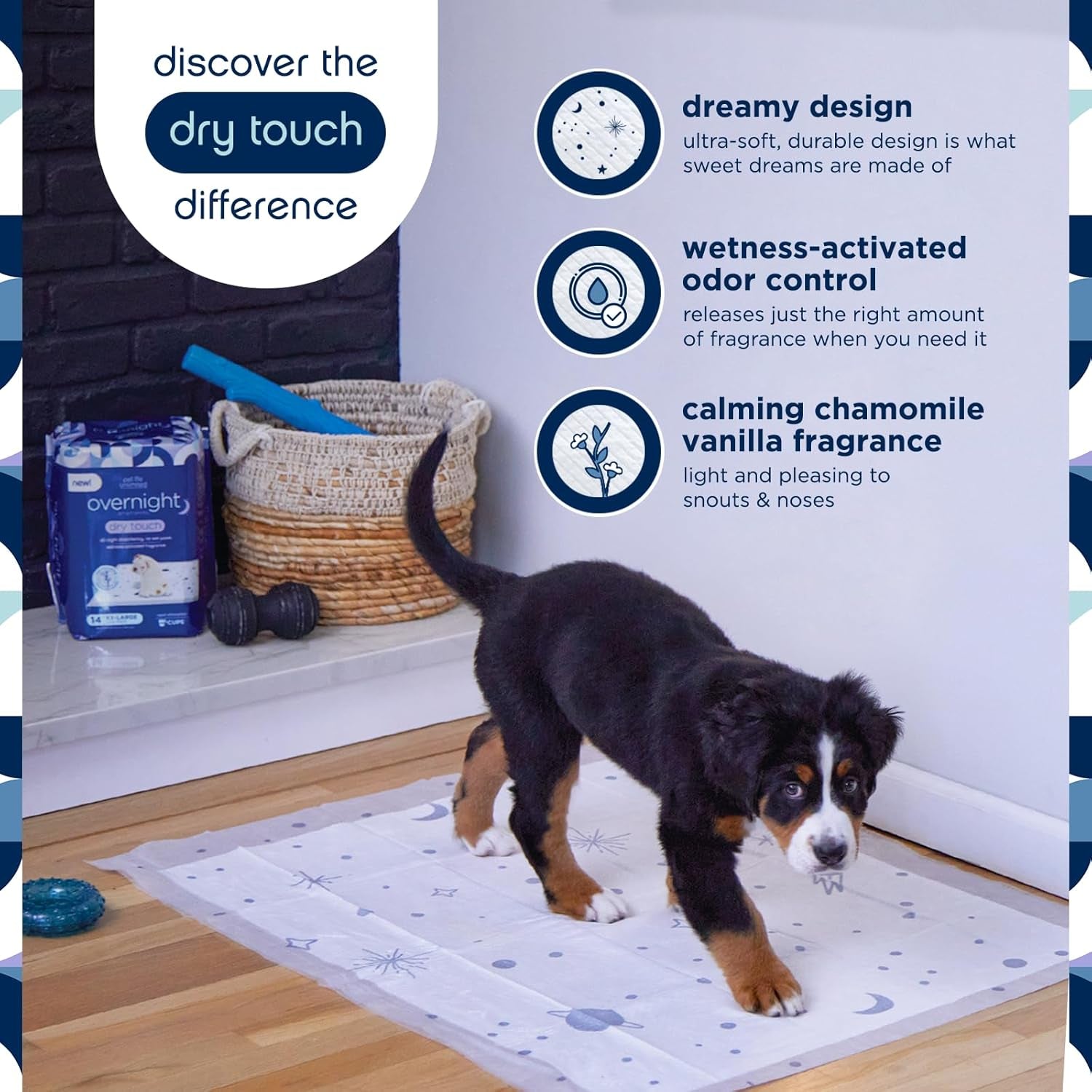 Overnight Extra Extra Large Puppy Pads, Pee Pads for Dogs, Dog Training Pads - Odor Controlling Dog Pee Pads with Wetness-Activated Fragrance - USA Made - 30" X 36" - 14Ct (XXL)