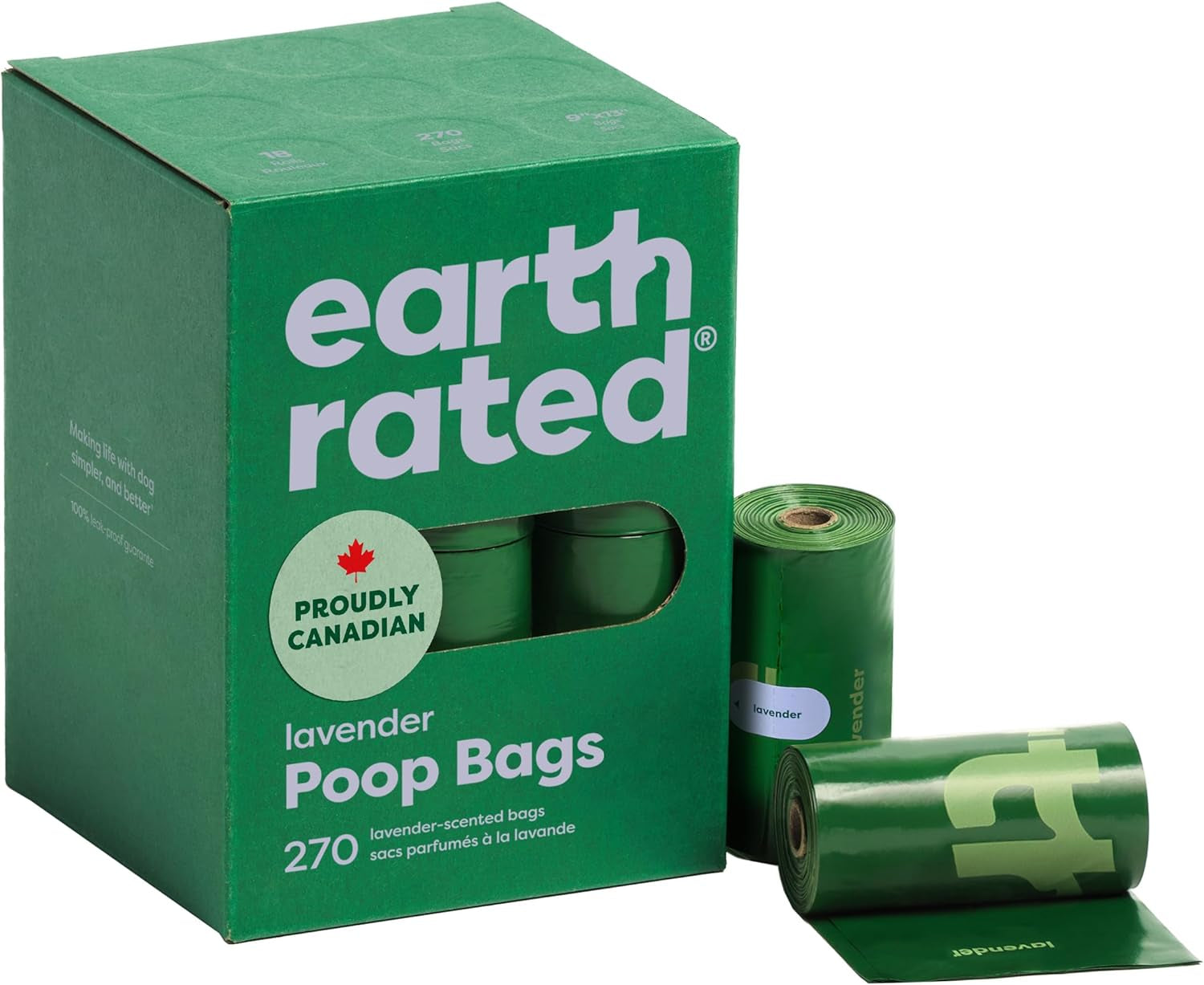 (A Canadian Company), Poop Bags for Dogs, Guaranteed Leak Proof and Extra Thick Waste Bag Refill Rolls, Lavender Scented, 270 Count