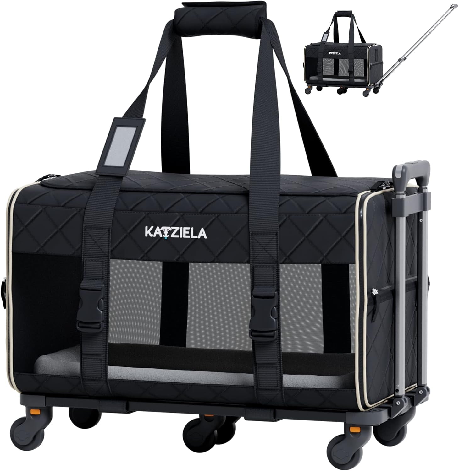 Pet Carrier Airline Approved - Dog Carrier with Wheels - TSA Airline Approved Dog Carrier - Rolling Pet Carrier with Wheels for Small to Medium Size Cat or Dog - Airplane Cabin Animal Friendly Luggage