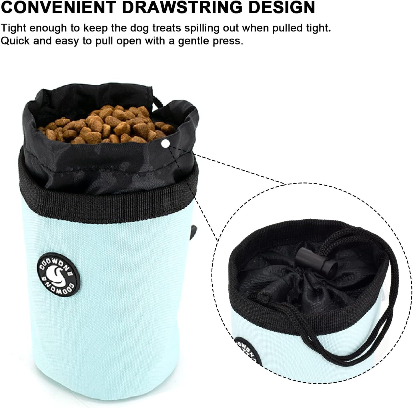 Dog Training Treat Pouch Bag, Doggie Puppy Treat Snack Bags Reward Pouch Bait Bag Dog Treat Carrier Holder with Clip (Mint Green)