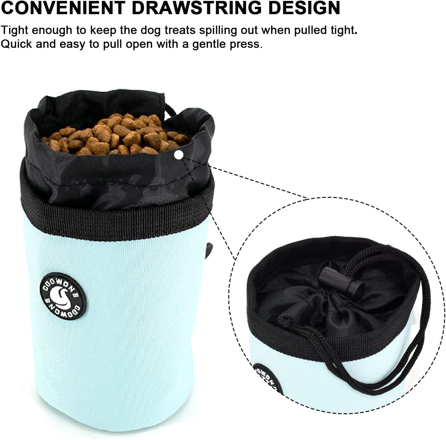 Dog Training Treat Pouch Bag, Doggie Puppy Treat Snack Bags Reward Pouch Bait Bag Dog Treat Carrier Holder with Clip (Mint Green)