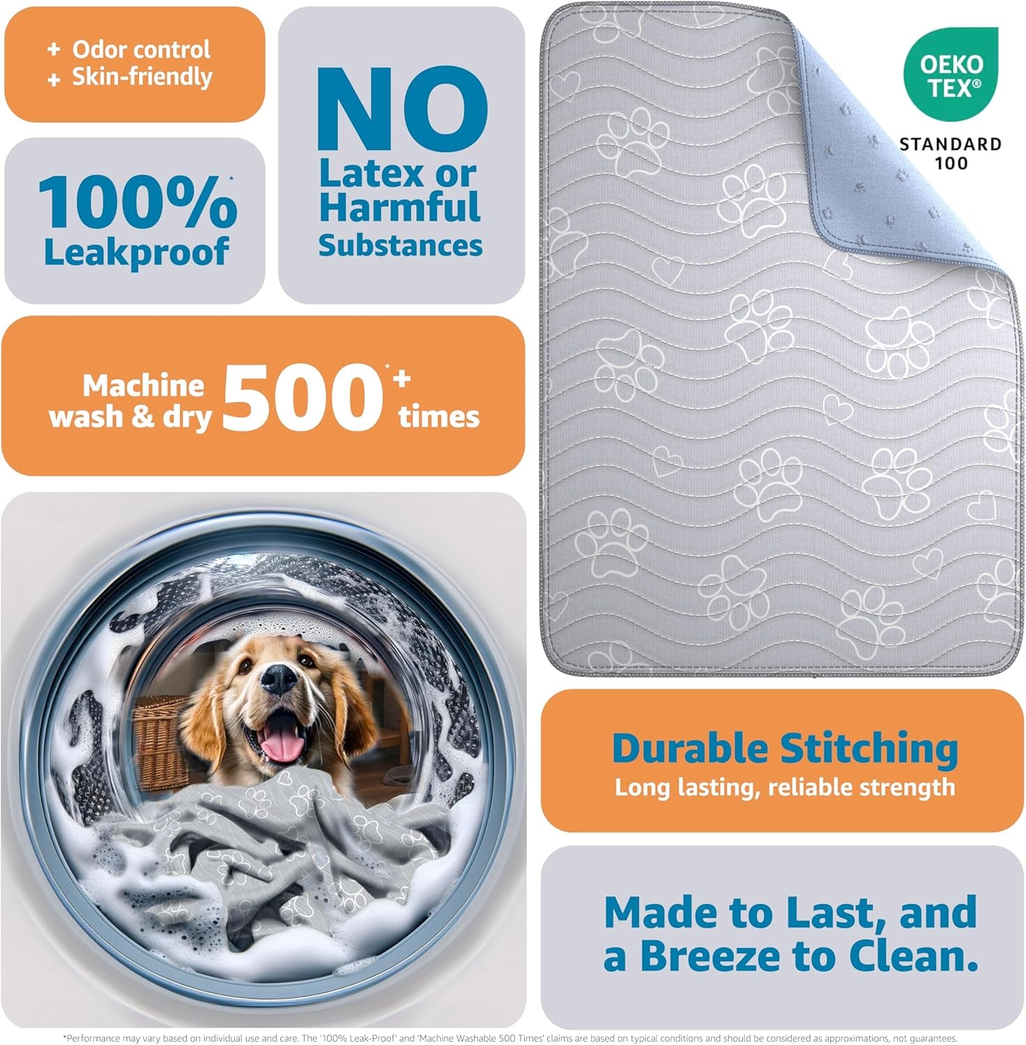 ® Reusable Puppy Pad – Waterproof, Extra-Absorbent, Washable Pee Pad for Dog Training, Whelping, & More – Protect Your Floors & Pet with Quick-Drying Potty Pad. 2 Pack - 36"X 41"
