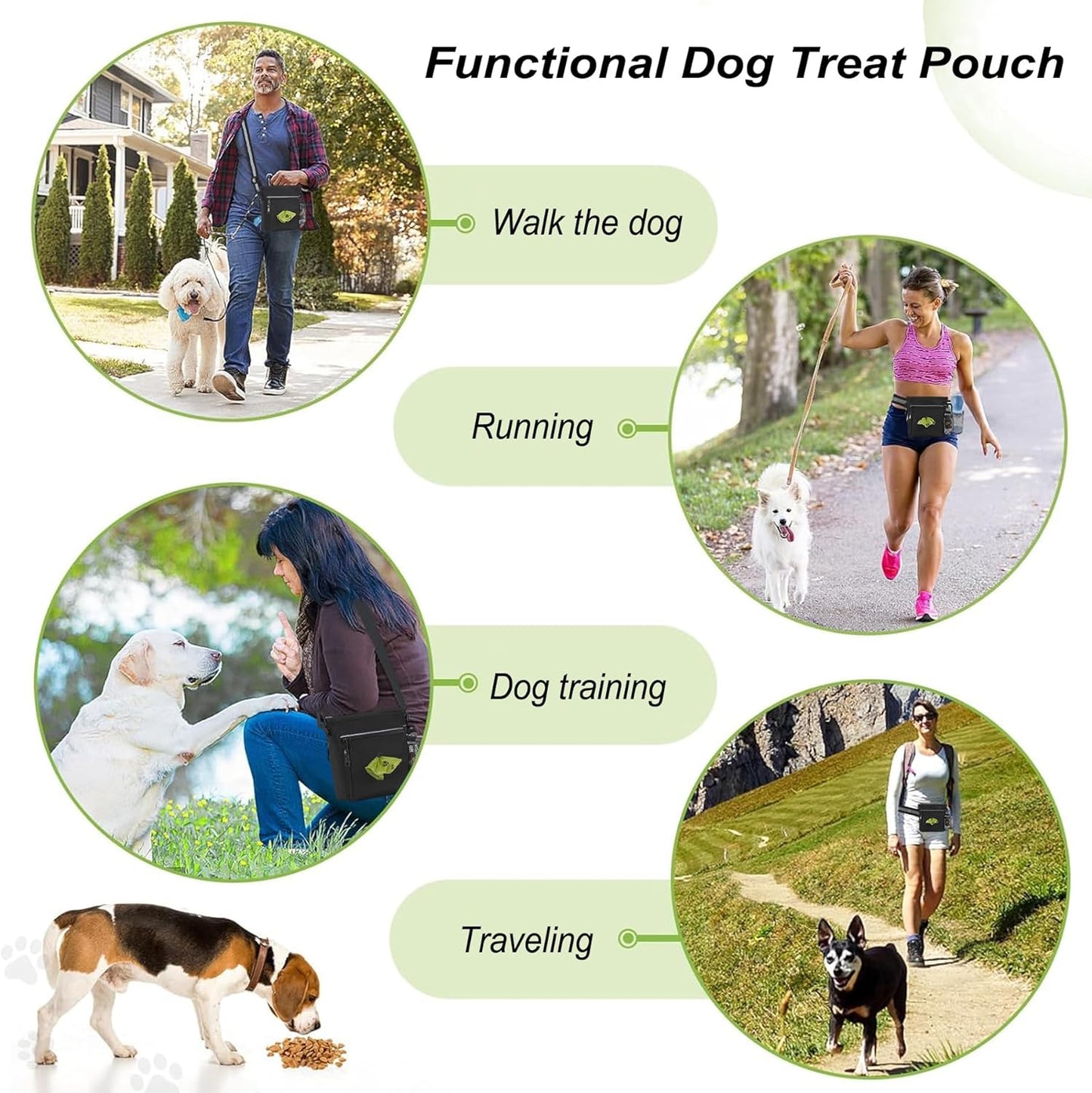 Treat Pouches for Pet Training,6.5 Cups Dog Treat Pouch,Dog Training Treat Pouch with Poop Bag Dispenser,Dog Treat Bag,Dog Walking Bag,Dog Treat Bags Training Pouch with Poop Bag Bowl Clicker