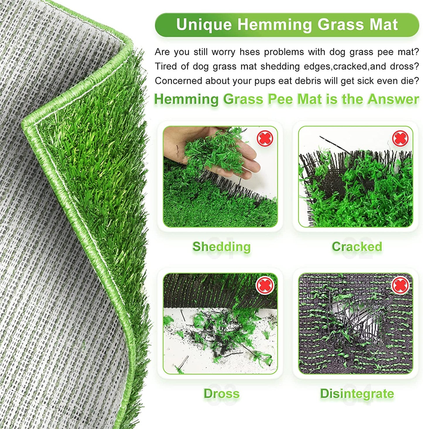 Dog Grass Pee Pads,Bionic Wall,Artificial Grass Bathroom Mat Pet Grass Mat Replacement for Indoor and Outdoor Use