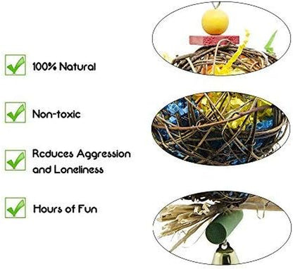 2 Pack Bird Chewing Toys Foraging Shredder Toy Parrot Cage Shredder Toy Foraging Hanging Toy for Cockatiel Conure African Grey Amazon