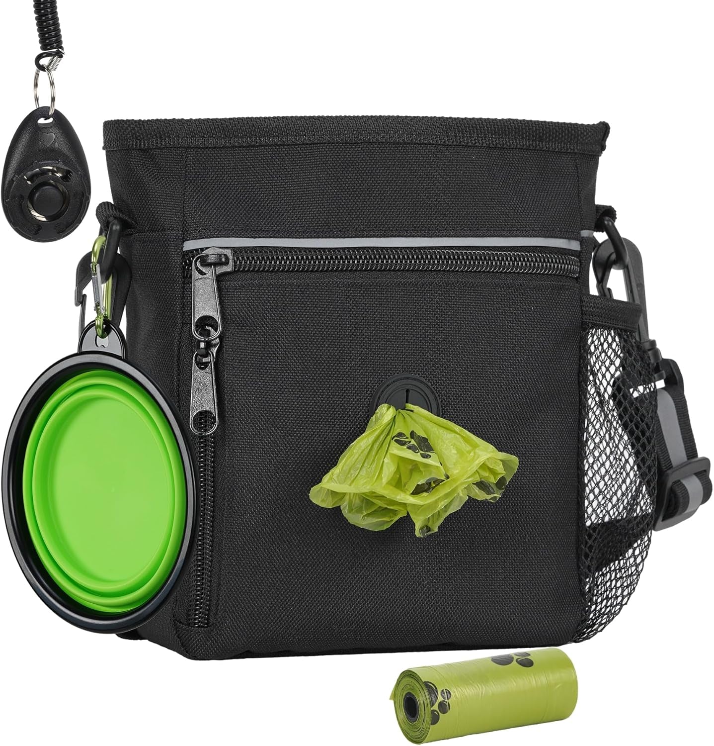 Treat Pouches for Pet Training,6.5 Cups Dog Treat Pouch,Dog Training Treat Pouch with Poop Bag Dispenser,Dog Treat Bag,Dog Walking Bag,Dog Treat Bags Training Pouch with Poop Bag Bowl Clicker