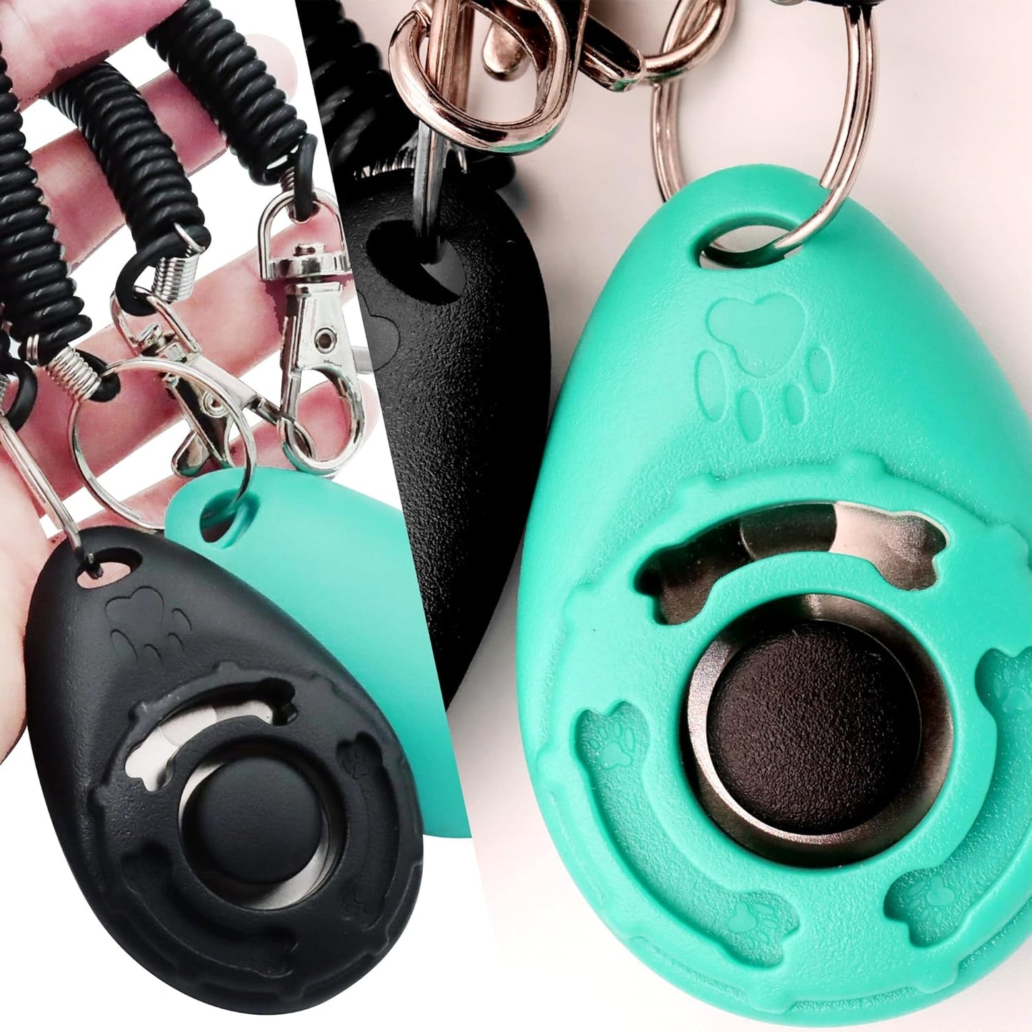 Pet Training Clicker with Wrist Strap - Dog Training Clickers (Red + Bluegreen)