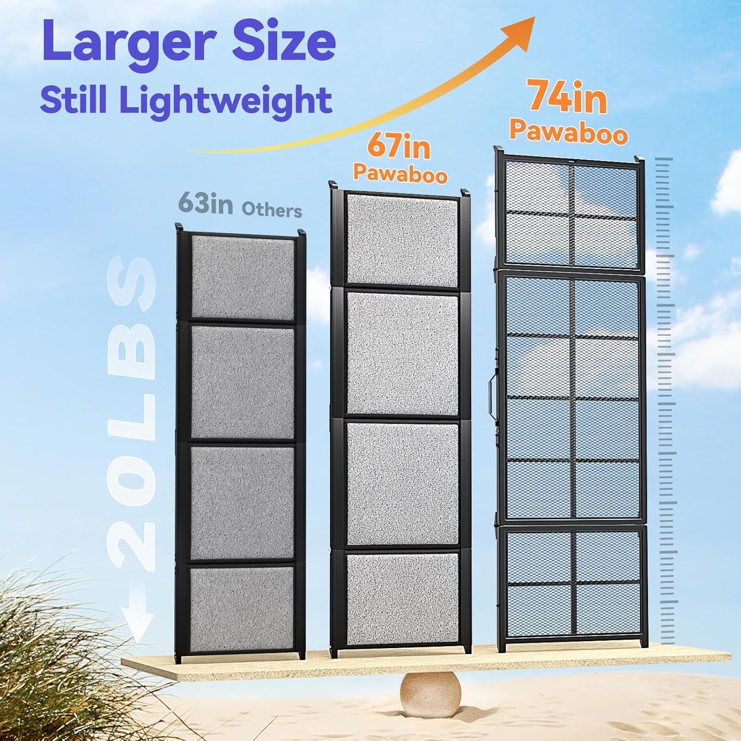 74'' L & 20'' W Portable Dog Ramp for Car - Extra Wide Lightweight Pet Dog Ramps for Large Dogs with Non-Slip Mesh, Outdoor Dog Ramp up to 400LBS, Dog Steps Stair Get into a Car Suv/Truck/Rv/Bed