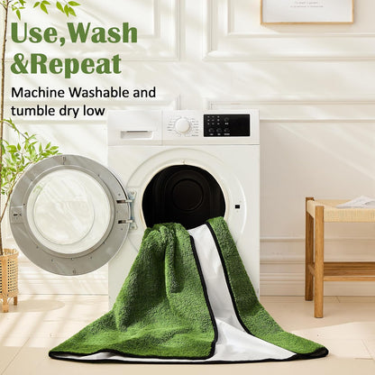 Washable Pee Pads for Dogs, 2 Pack Super Absorbent Reusable Puppy Pads with Green Long Wool for Potty Training, Floor, Couch, Bed, and Crate,18"X 24"