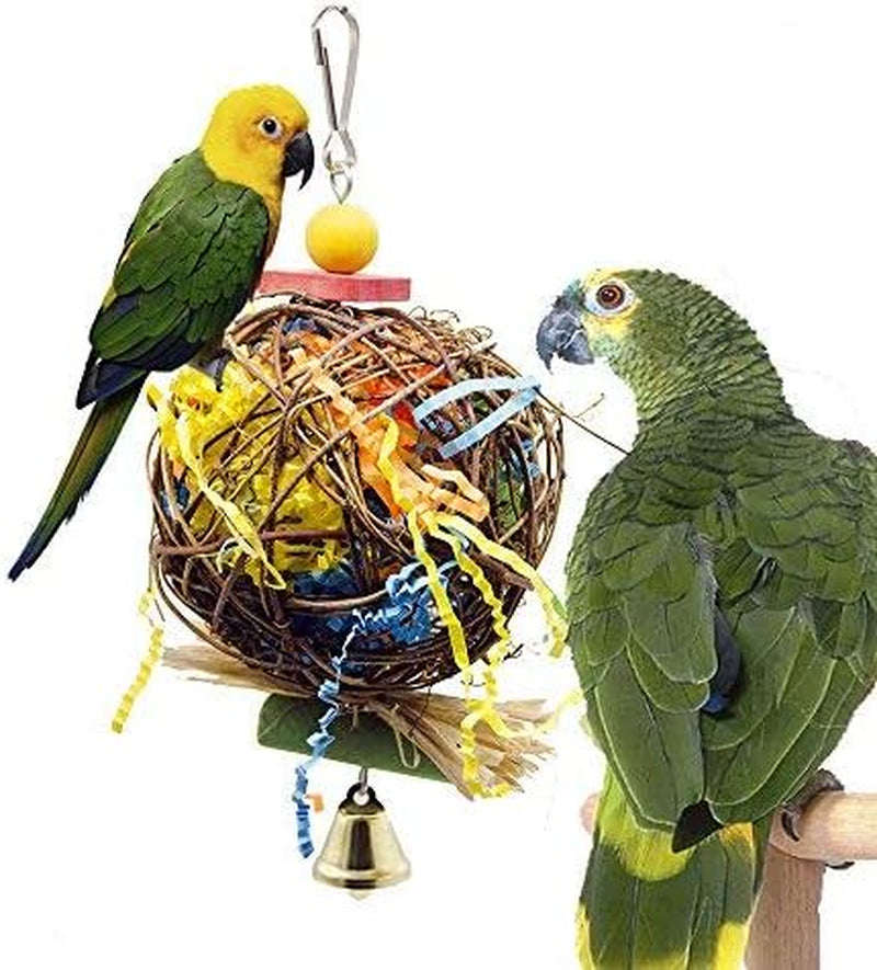 2 Pack Bird Chewing Toys Foraging Shredder Toy Parrot Cage Shredder Toy Foraging Hanging Toy for Cockatiel Conure African Grey Amazon